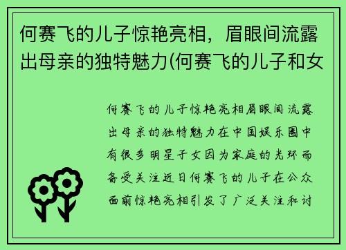 何赛飞的儿子惊艳亮相，眉眼间流露出母亲的独特魅力(何赛飞的儿子和女儿照片)